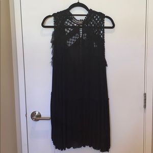 Free people gauzy black crochet dress size small